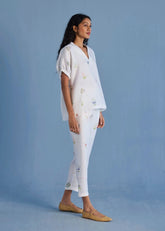 Mihen Elasticated Sleeve Co-Ord Set-White